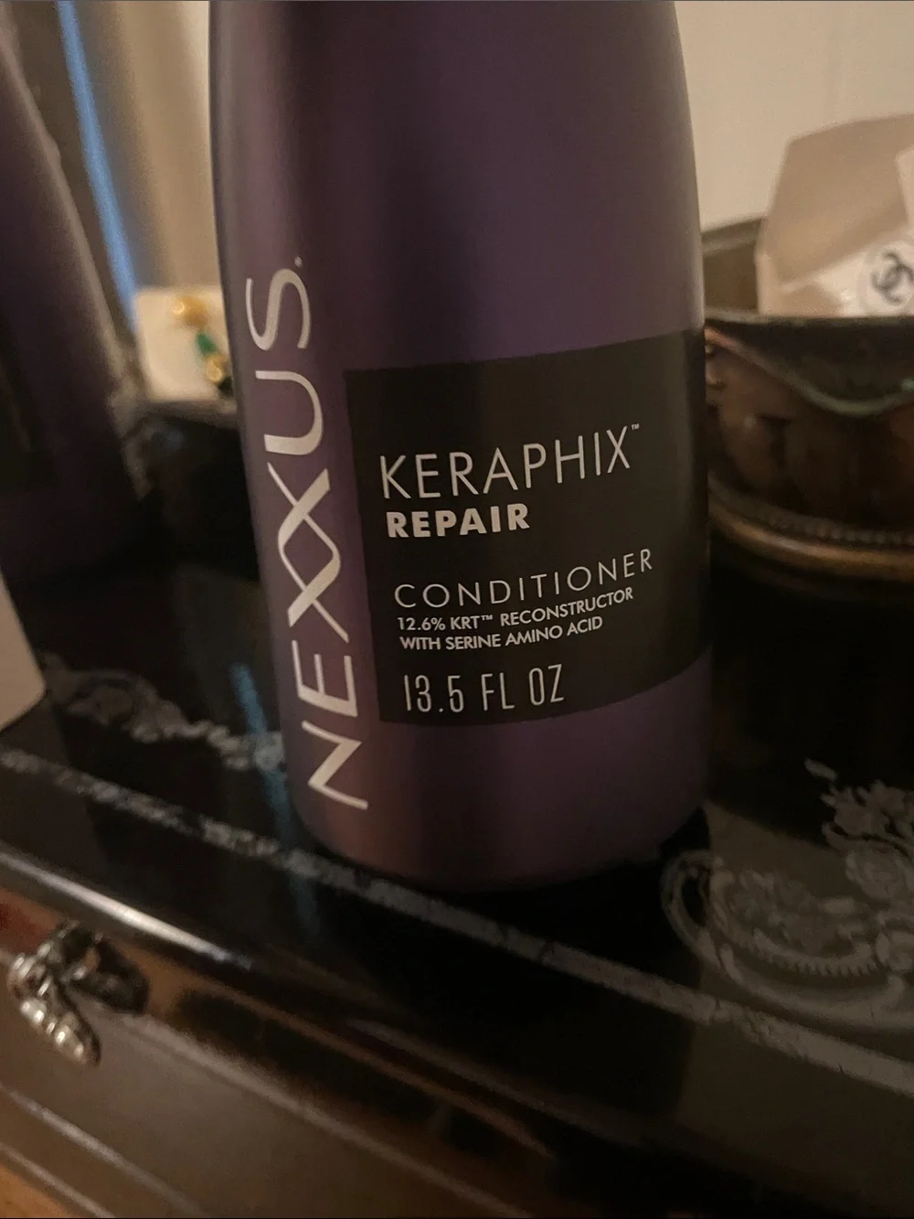 Drunk Elephant Cocomino Glossing Shampoo and Nexxus Keraphix repair